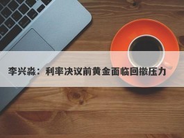 李兴淼：利率决议前黄金面临回撤压力　　