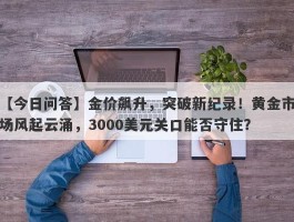 金价飙升，突破新纪录！黄金市场风起云涌，3000美元关口能否守住？