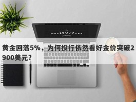 黄金回落5%，为何投行依然看好金价突破2900美元？