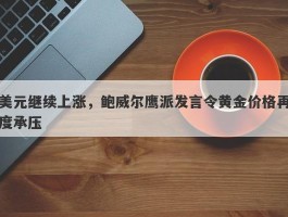 美元继续上涨，鲍威尔鹰派发言令黄金价格再度承压