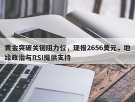 黄金突破关键阻力位，现报2656美元，地缘政治与RSI提供支持