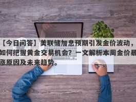 美联储加息预期引发金价波动，如何把握黄金交易机会？一文解析本周金价暴涨原因及未来趋势。