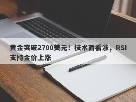 黄金突破2700美元！技术面看涨，RSI支持金价上涨