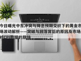 今日曝光中东冲突与降息预期交织下的黄金市场波动解析——突破与回落背后的原因及市场对CPI数据的期待