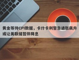 黄金等待CPI数据，卡什卡利警告通胀飙升或让美联储暂停降息