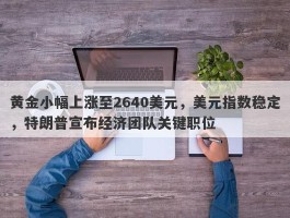 黄金小幅上涨至2640美元，美元指数稳定，特朗普宣布经济团队关键职位