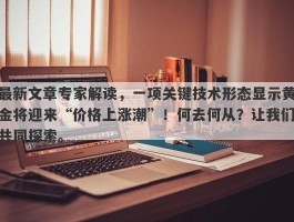 最新文章专家解读，一项关键技术形态显示黄金将迎来“价格上涨潮”！何去何从？让我们共同探索。