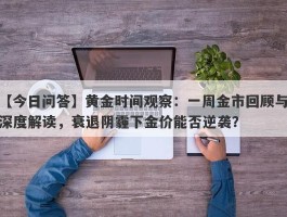 黄金时间观察：一周金市回顾与深度解读，衰退阴霾下金价能否逆袭？