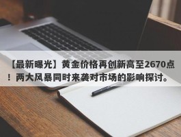 黄金价格再创新高至2670点！两大风暴同时来袭对市场的影响探讨。