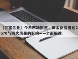 今日市场聚焦，黄金新高度达2670与两大风暴的影响——全面解读。