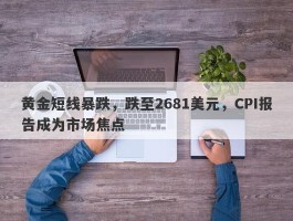 黄金短线暴跌，跌至2681美元，CPI报告成为市场焦点