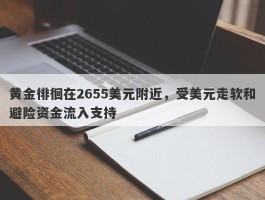 黄金徘徊在2655美元附近，受美元走软和避险资金流入支持