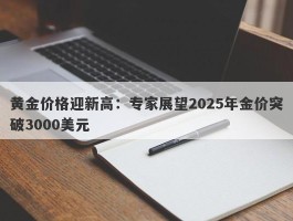 黄金价格迎新高：专家展望2025年金价突破3000美元