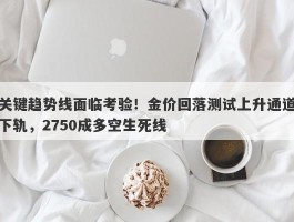 关键趋势线面临考验！金价回落测试上升通道下轨，2750成多空生死线