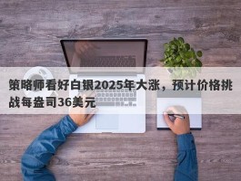 策略师看好白银2025年大涨，预计价格挑战每盎司36美元