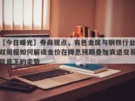 券商视点，有色金属与钢铁行业双周报如何解读金价在降息预期叠加衰退交易背景下的走势