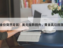 金价突然走弱！美元指数回升，黄金高位回落