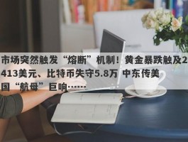 市场突然触发“熔断”机制！黄金暴跌触及2413美元、比特币失守5.8万 中东传美国“航母”巨响……