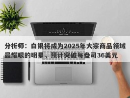 分析师：白银将成为2025年大宗商品领域最耀眼的明星，预计突破每盎司36美元