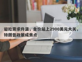 避险需求升温，金价站上2900美元大关，特朗普政策成焦点