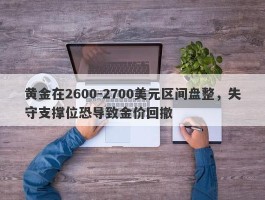 黄金在2600-2700美元区间盘整，失守支撑位恐导致金价回撤