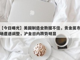 美国制造业数据不佳，贵金属市场遭遇调整，沪金日内跌势明显