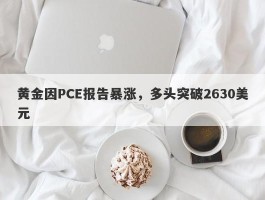 黄金因PCE报告暴涨，多头突破2630美元