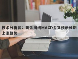 技术分析师：黄金周线MACD金叉预示长期上涨趋势