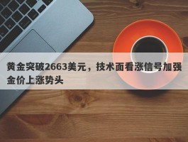 黄金突破2663美元，技术面看涨信号加强金价上涨势头