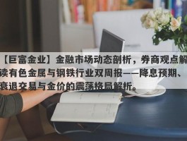 金融市场动态剖析，券商观点解读有色金属与钢铁行业双周报——降息预期、衰退交易与金价的震荡格局解析。