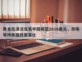 黄金在清淡交易中回调至2610美元，市场等待美国政策变化