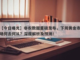 非农数据重磅发布，下周黄金市场何去何从？深度解析及预测！