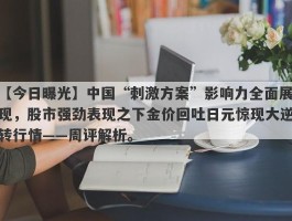 中国“刺激方案”影响力全面展现，股市强劲表现之下金价回吐日元惊现大逆转行情——周评解析。