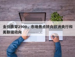 金价跌穿2900，市场焦点转向欧洲央行和美联储动向