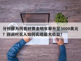 分析师为何看好黄金明年攀升至3000美元？回调时买入如何实现最大收益？