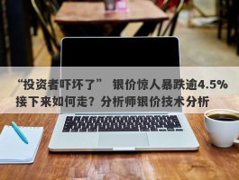 “投资者吓坏了” 银价惊人暴跌逾4.5% 接下来如何走？分析师银价技术分析