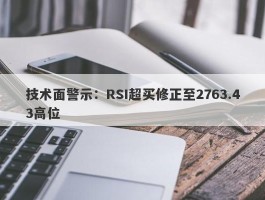 技术面警示：RSI超买修正至2763.43高位