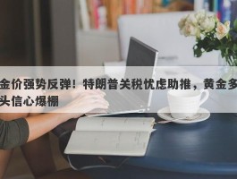 金价强势反弹！特朗普关税忧虑助推，黄金多头信心爆棚