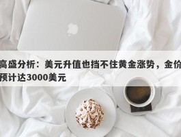 高盛分析：美元升值也挡不住黄金涨势，金价预计达3000美元