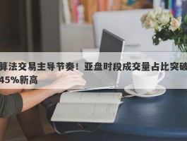 算法交易主导节奏！亚盘时段成交量占比突破45%新高