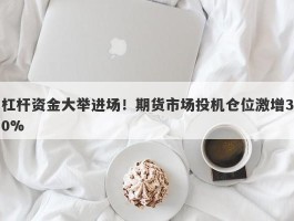 杠杆资金大举进场！期货市场投机仓位激增30%