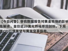 非农数据报告对黄金市场的影响及解读，金价近20美元跌幅原因剖析。下周美CPI行情展望与黄金交易指南。