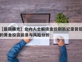 业内人士解读金价刷新纪录背后的黄金投资前景与风险分析