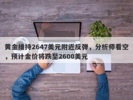 黄金维持2647美元附近反弹，分析师看空，预计金价将跌至2600美元