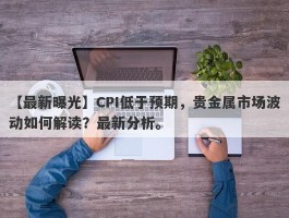 CPI低于预期，贵金属市场波动如何解读？最新分析。