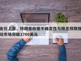 金价上涨，特朗普政策不确定性与降息预期推动市场突破2700美元