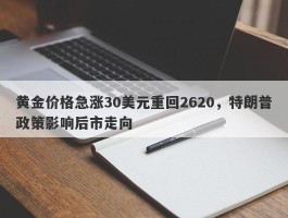 黄金价格急涨30美元重回2620，特朗普政策影响后市走向