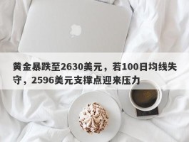 黄金暴跌至2630美元，若100日均线失守，2596美元支撑点迎来压力